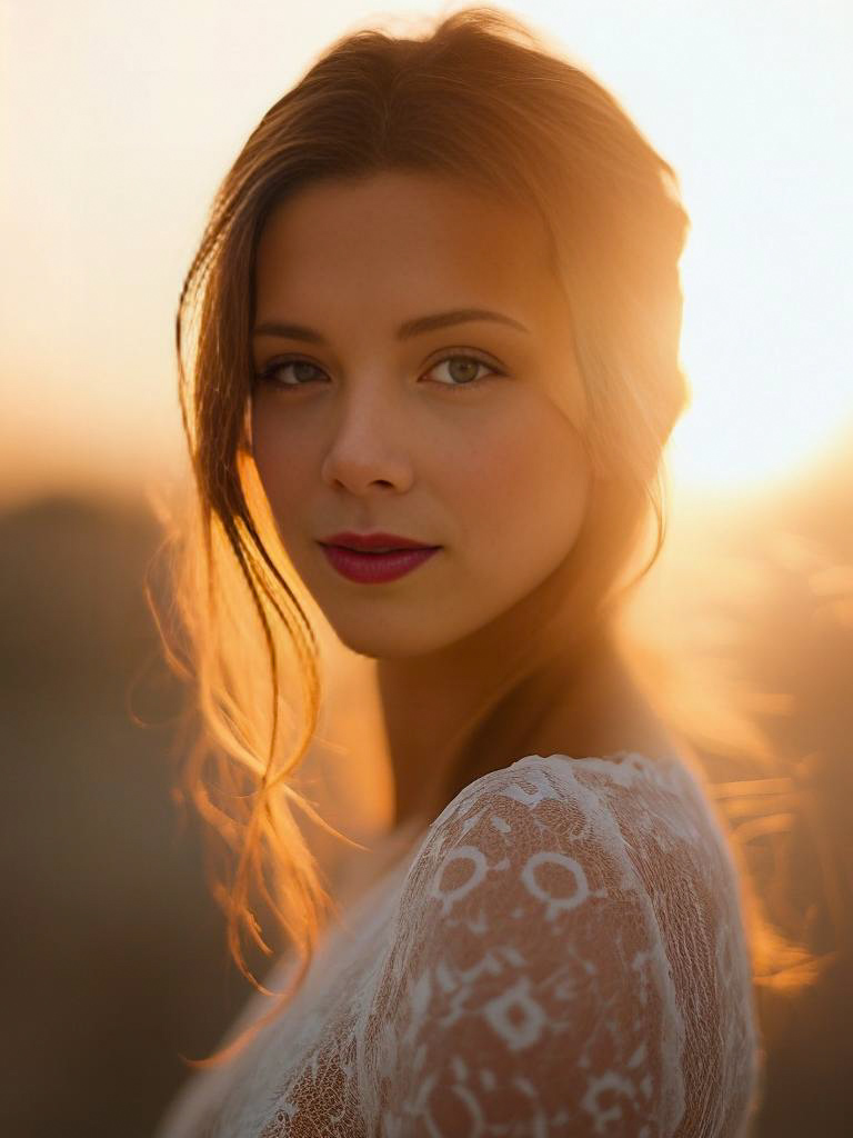 Woman in Soft Sunlight - Serene Portrait