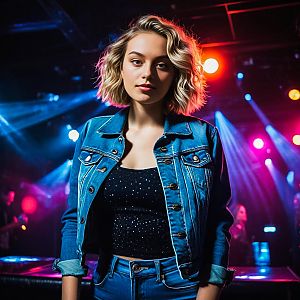 Confident Young Woman in Nightclub