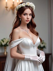 Elegant Bridal Portrait in Off-Shoulder Wedding Gown