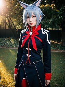 Woman Cosplay Wearing Matoi Ryuko Costume Realistic Photo