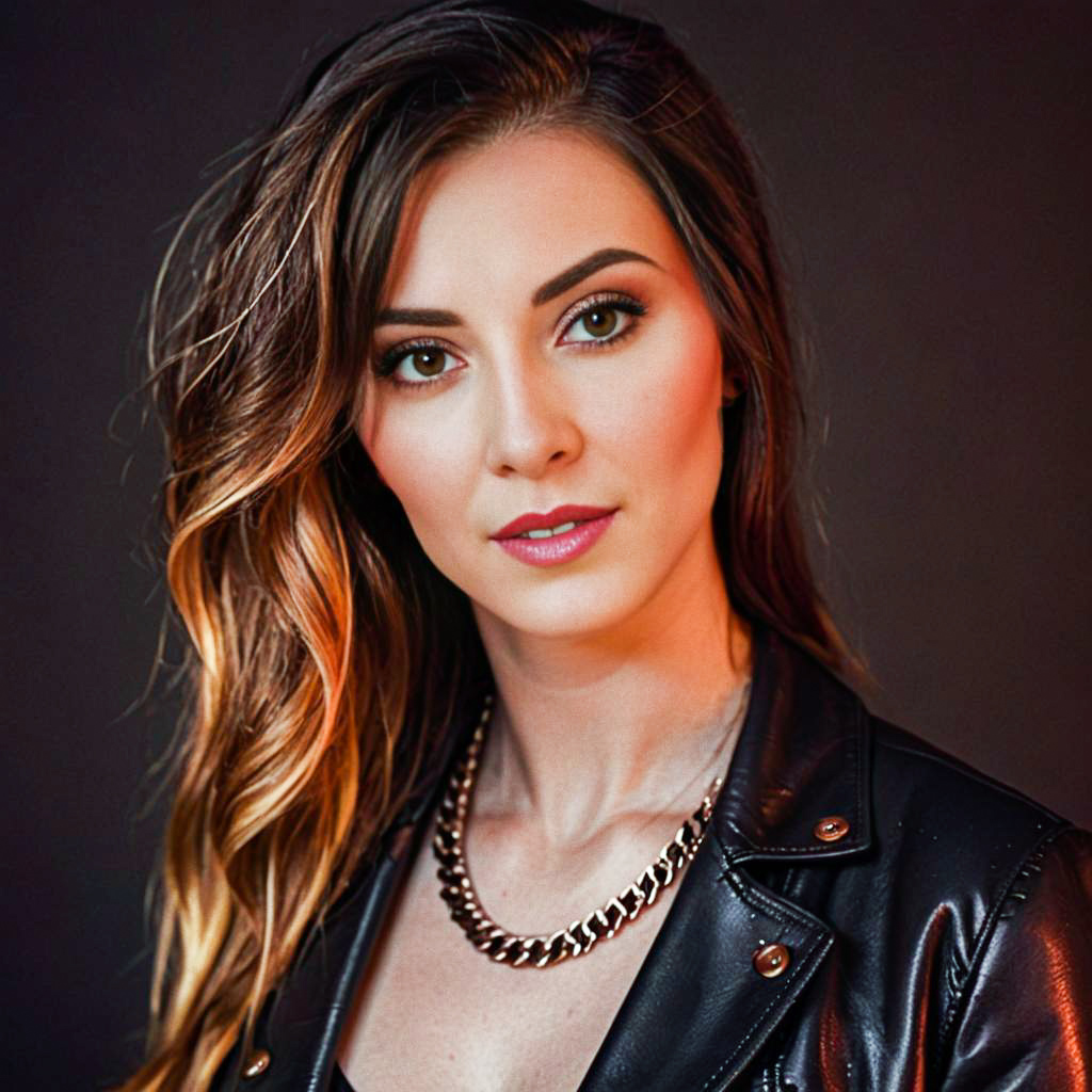 Elegant Woman in Leather Jacket