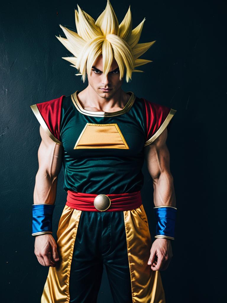 Realistic Bardock Cosplay of Man in Dragon Ball Costume