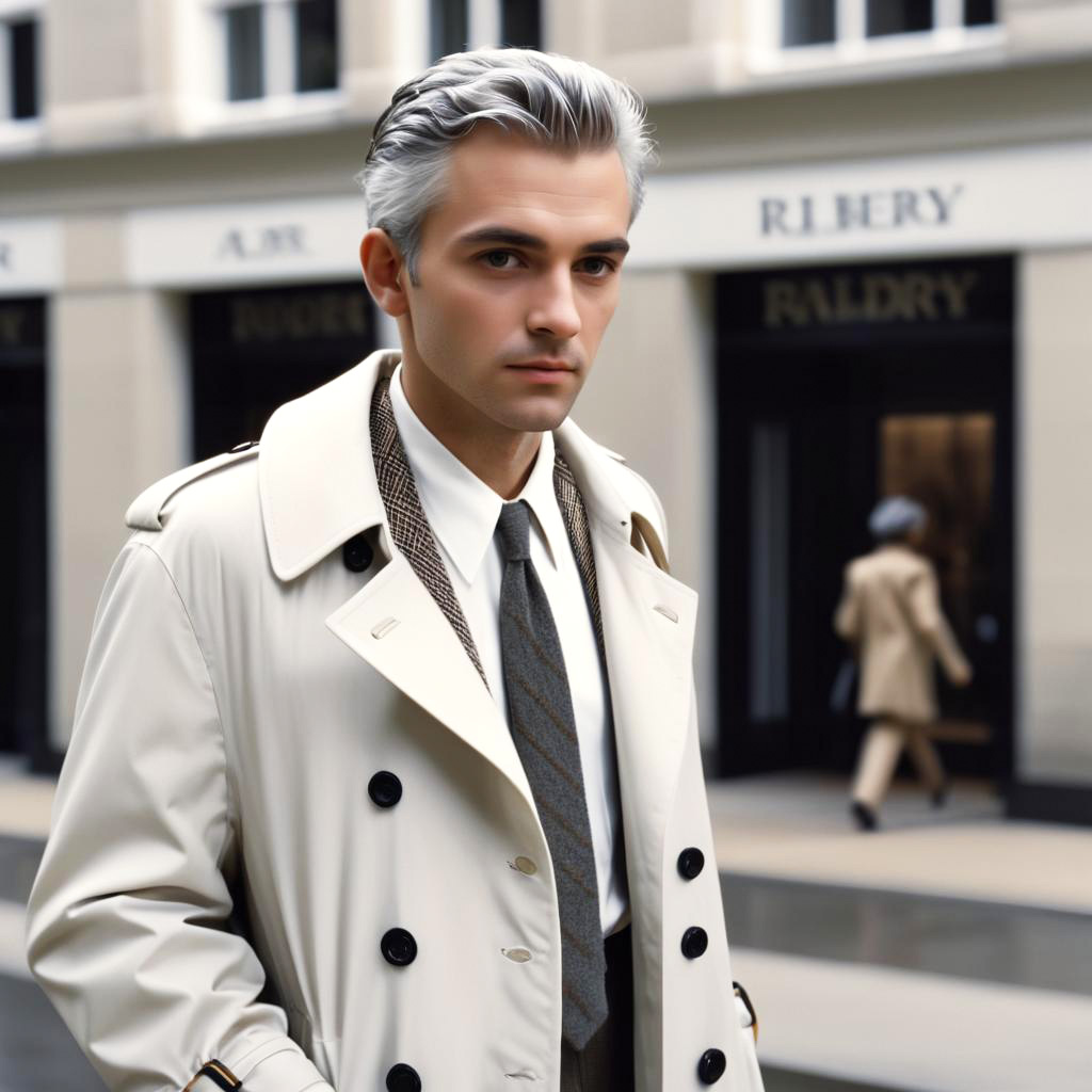 Sophisticated Man in Beige Trench Coat