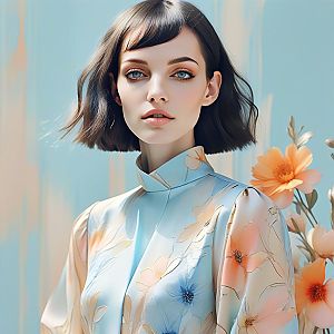 Portrait of a Young Woman in Floral Dress