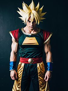 Realistic Bardock Cosplay of Man in Dragon Ball Costume