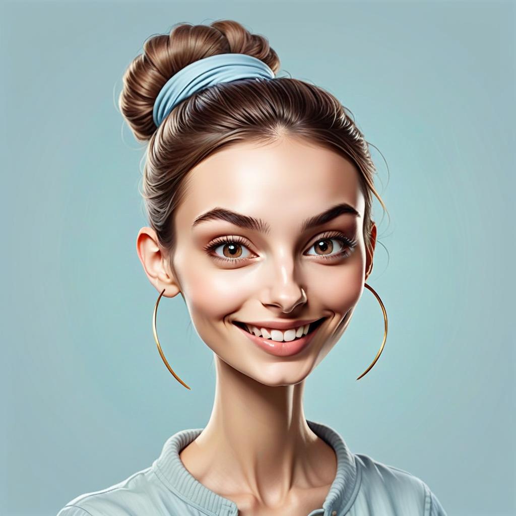 Stylish Smiling Woman Portrait with Hoop Earrings and Blue Hairband