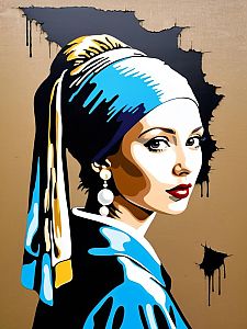 Vibrant Pop Art Portrait of Woman in Headscarf
