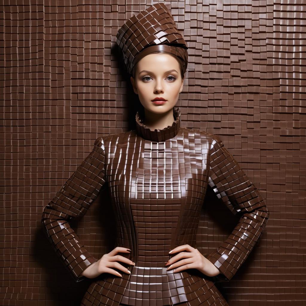 Model in Chocolate-Inspired Avant-Garde Outfit