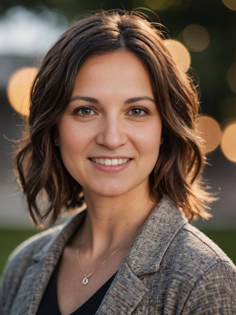 Woman in casual textured jacket outdoors