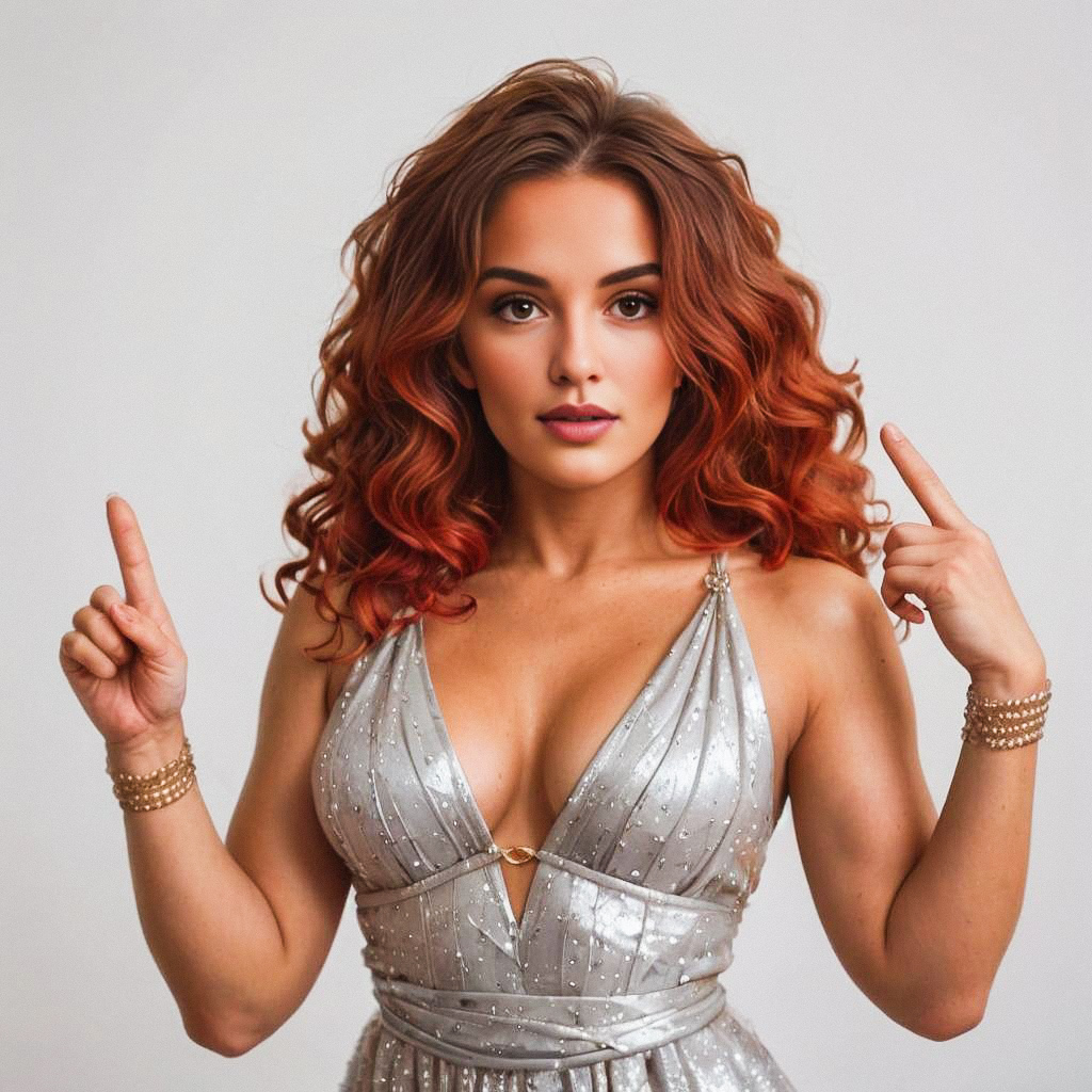 Confident Woman in Silver Dress Confident Woman in Silver Dress