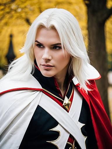 Alucard Castlevania Cosplay Portrait with Autumn Background