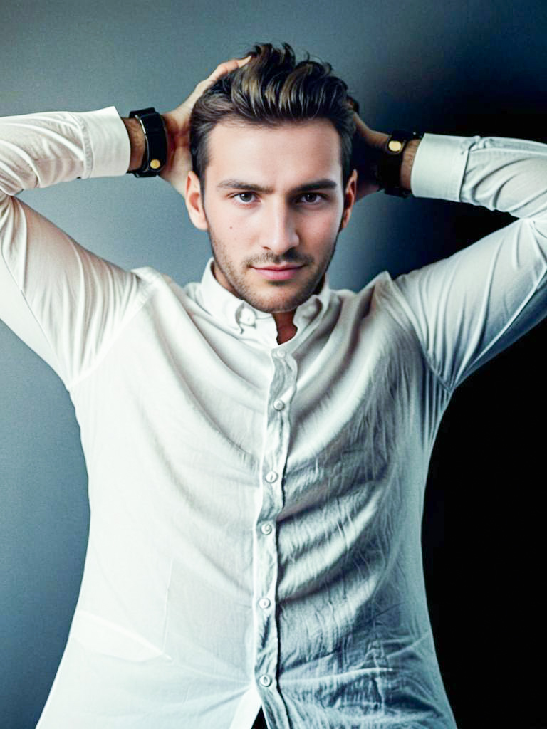 Stylish Young Man in White Shirt