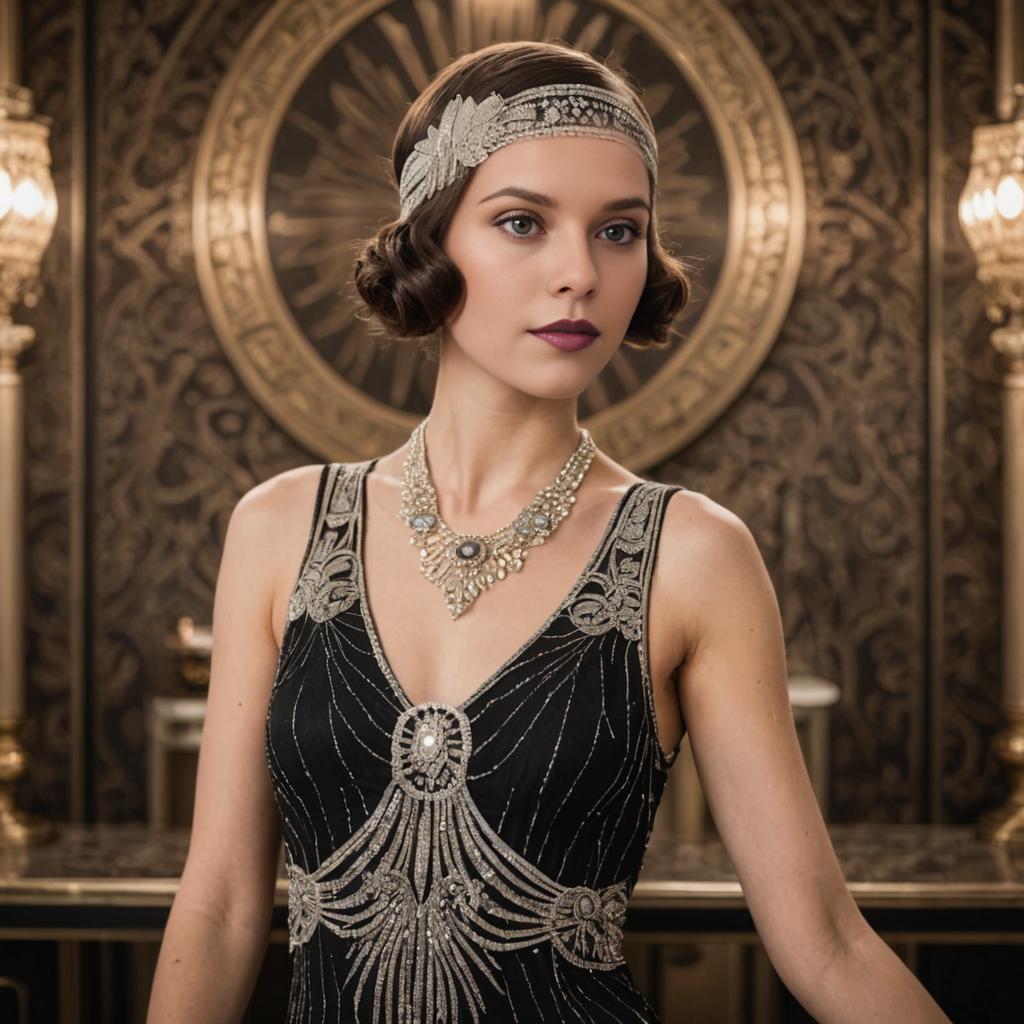 Elegant 1920s Woman in Great Gatsby Style