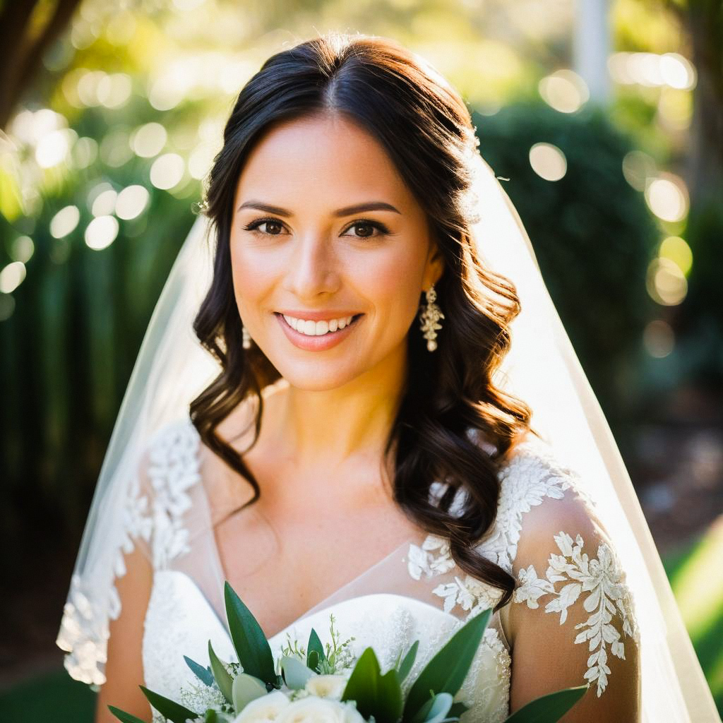 Radiant Bride in Lace Dress