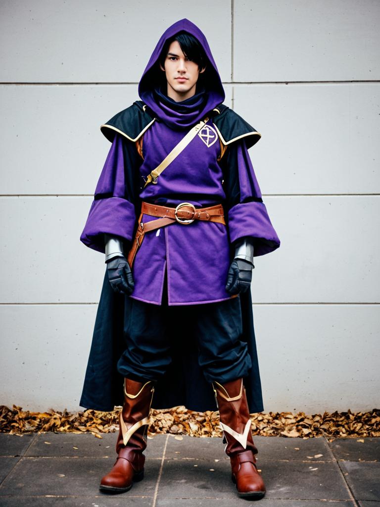 Morgan Male Cosplay from Fire Emblem in Purple Hooded Cloak