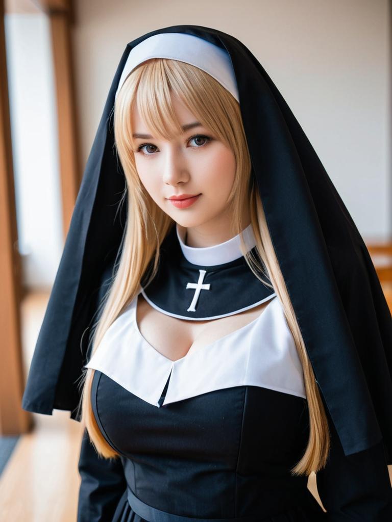 Aponia Honkai Impact Woman Realistic Nun Cosplay Portrait
