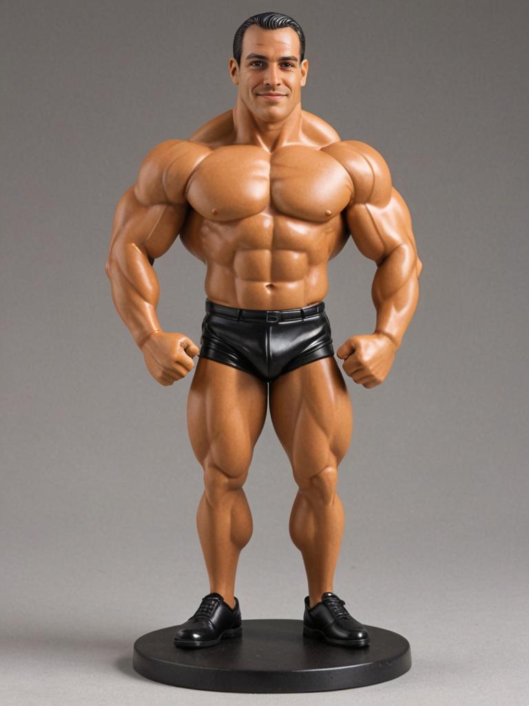 Exaggerated Muscular Caricature Figurine