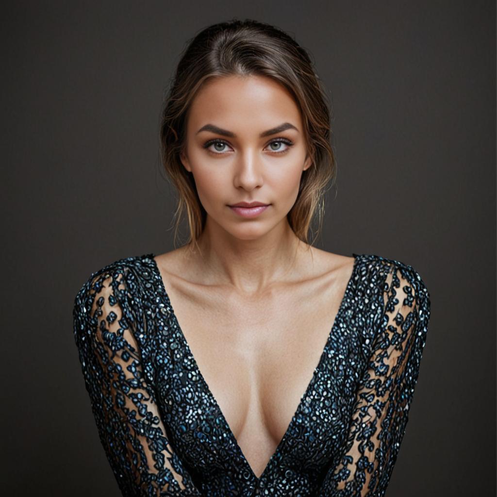 Elegant Woman in Sequin V-Neck Dress