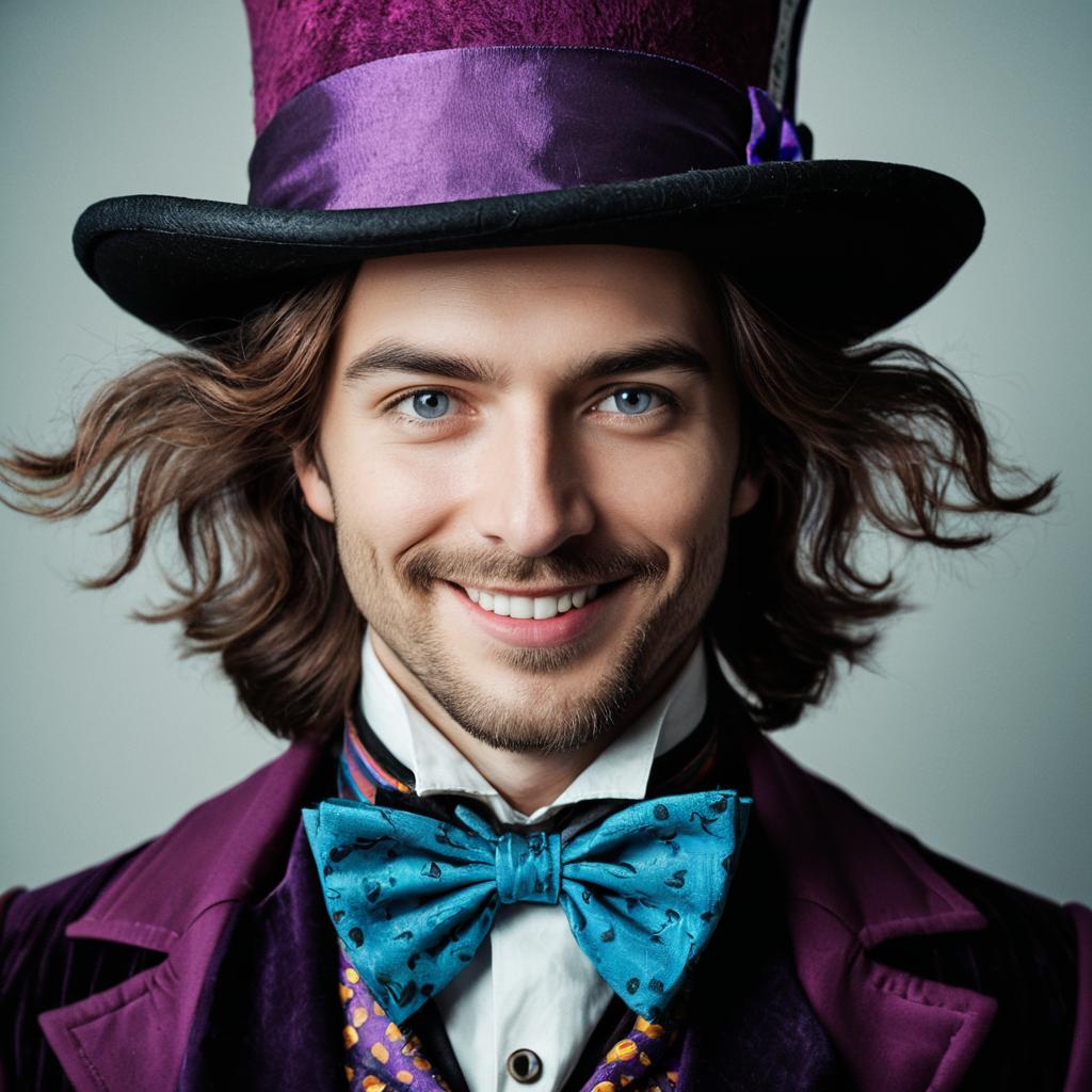 Smiling Man in Purple Velvet Costume