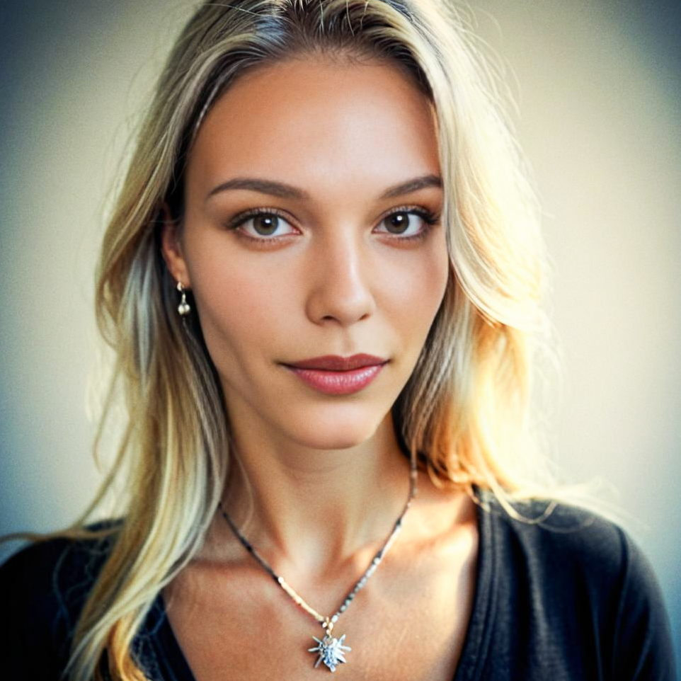 Serene Woman Portrait with Flowing Hair