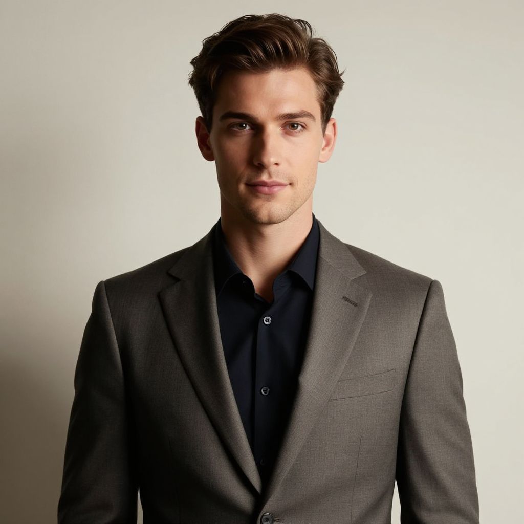 Professional Portrait of Young Man in Gray Suit Jacket