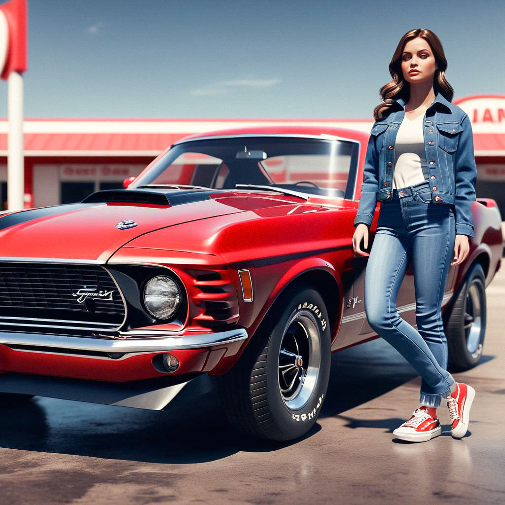 Stylish Woman with Classic Red Convertible