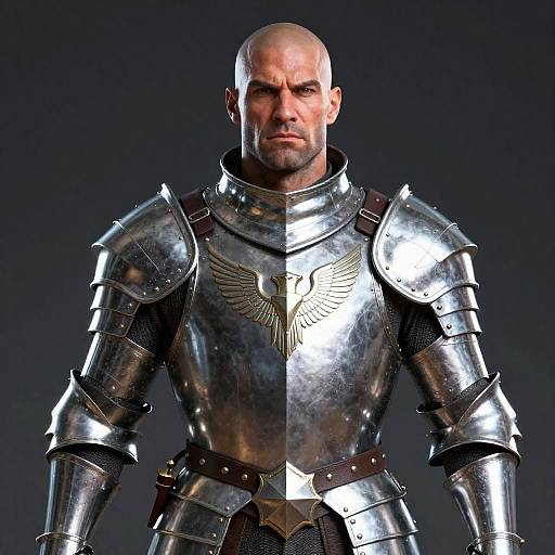Medieval Knight in Detailed Eagle Emblem Armor