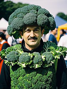 Man in Broccoli Costume at Outdoor Cosplay Festival