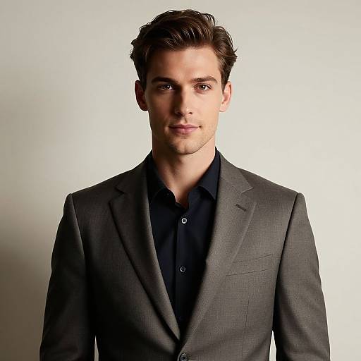 Professional Portrait of Young Man in Gray Suit Jacket