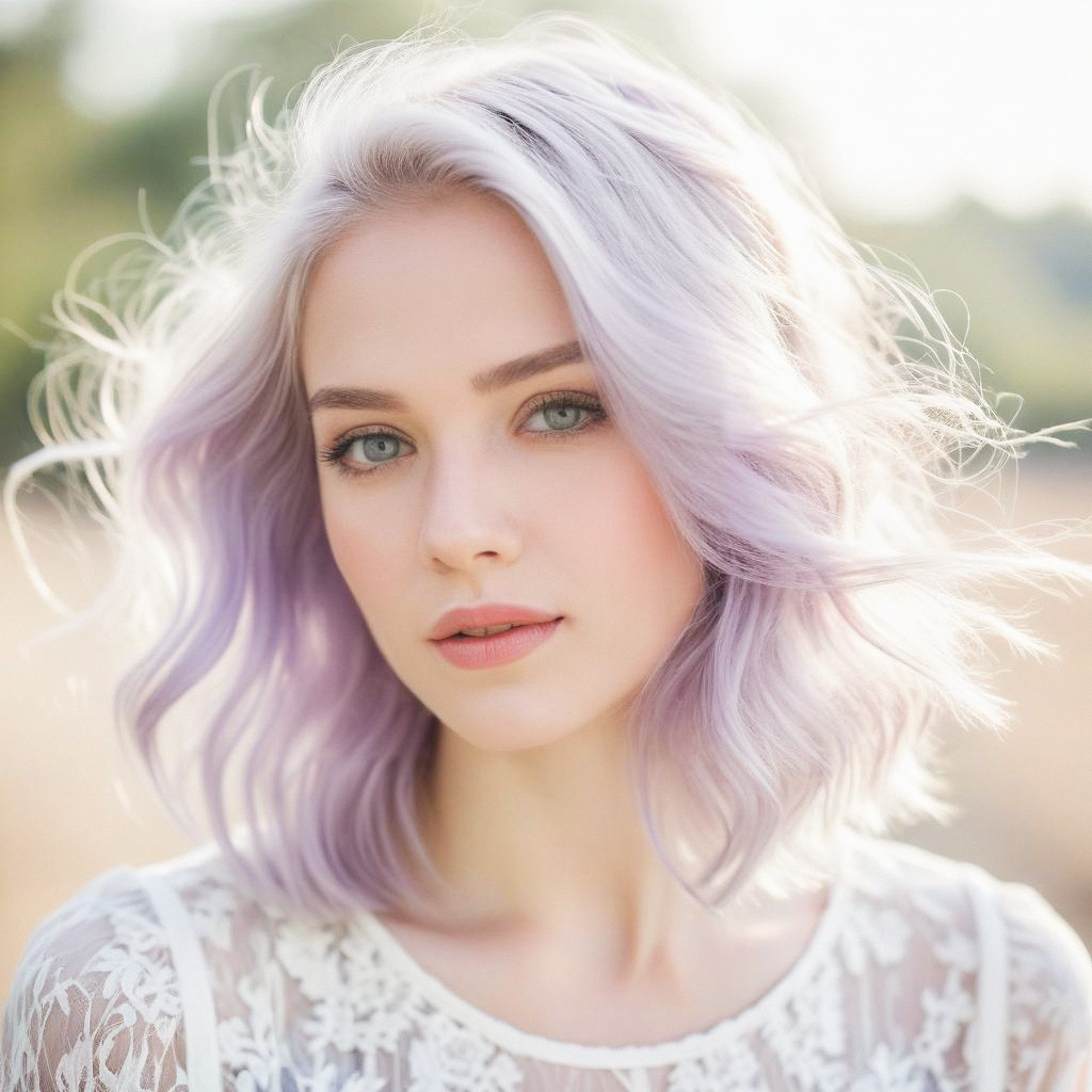 Young Woman with Lavender Hair in Natural Light