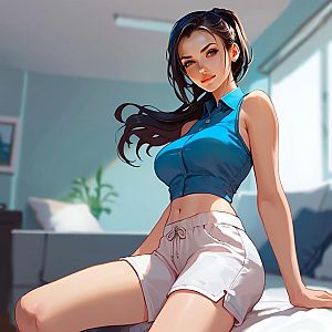 Anime Woman in Modern Room