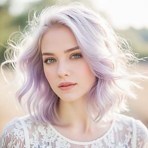 Young Woman with Lavender Hair in Natural Light