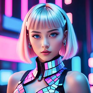 Futuristic Portrait of a Young Woman