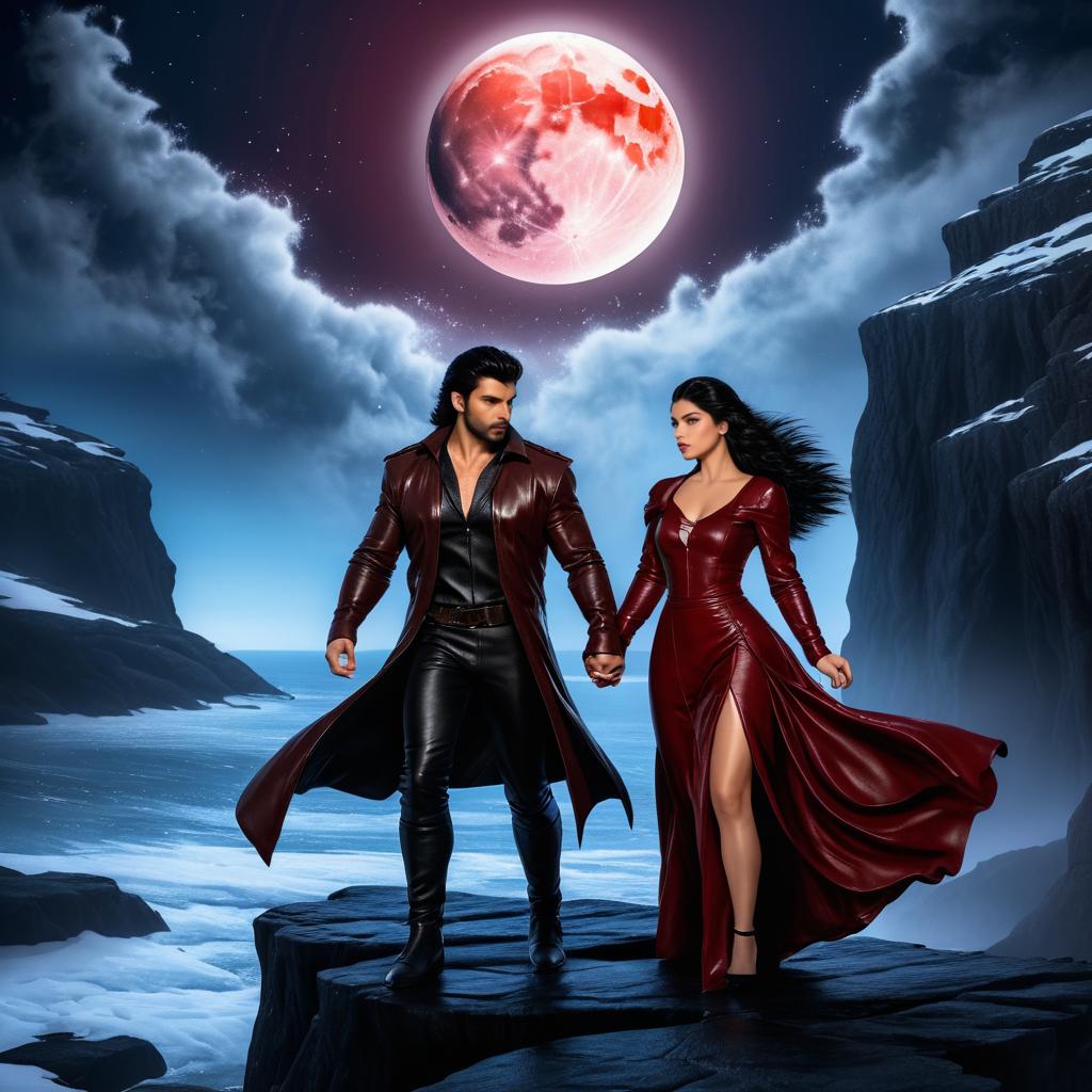 Fantasy Couple Under Blood Moon