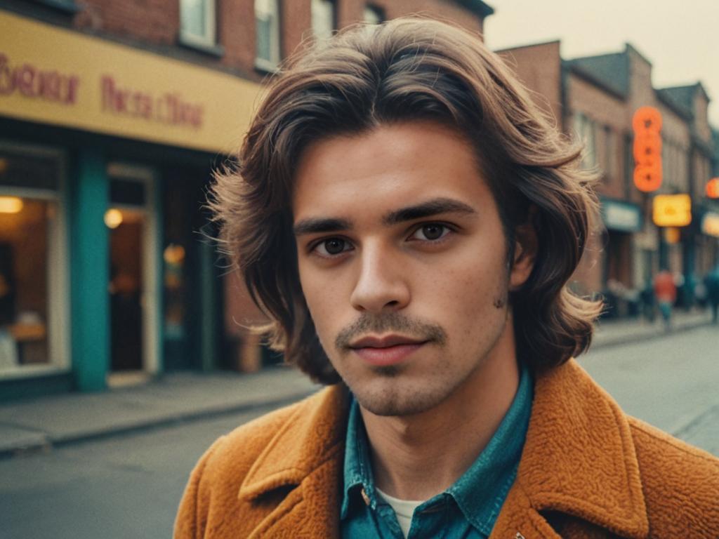 Man with Classic 70s Hairstyle in Kodachrome Style