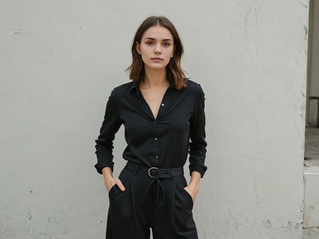 Elegant Woman in Black Outfit