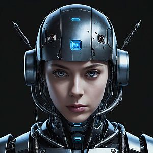 Futuristic Woman with Cybernetic Technology