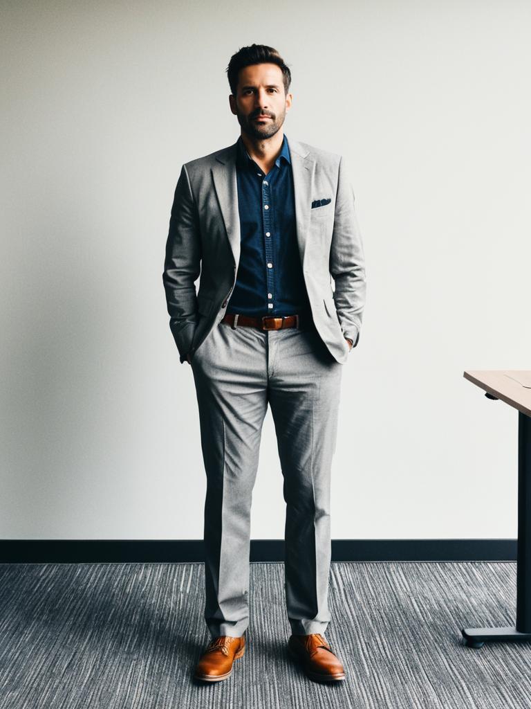 Man in Summer Professional Outfit Full Body Casual Office Fashion