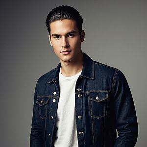 Confident Young Man in Denim Jacket