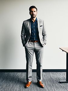 Man in Summer Professional Outfit Full Body Casual Office Fashion