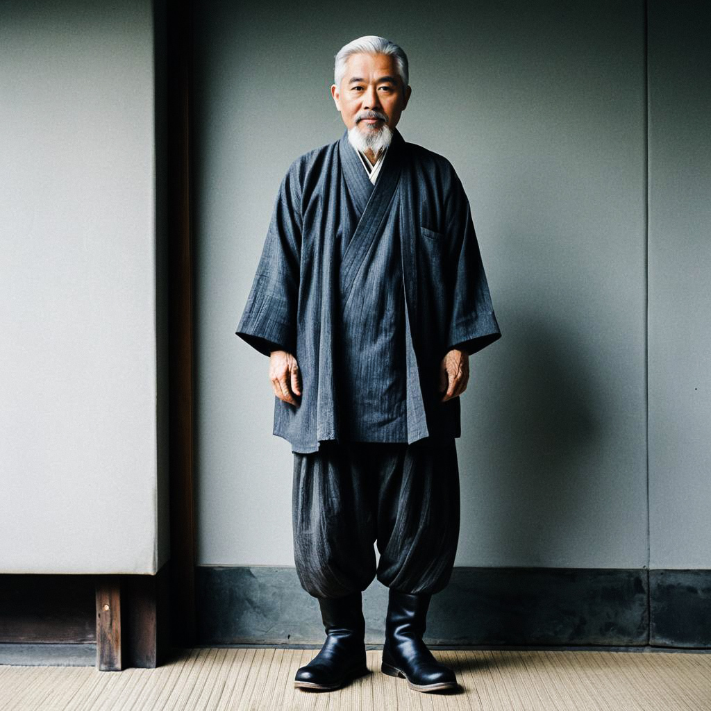 Elderly Man in Traditional Japanese Attire