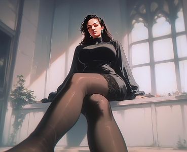 Confident Woman in Black Dress