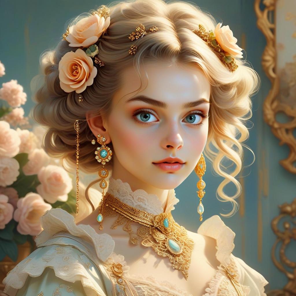 Elegant Vintage Portrait of a Woman with Floral Accents