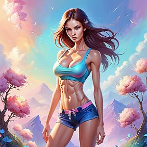 Athletic Woman in Fantasy Landscape