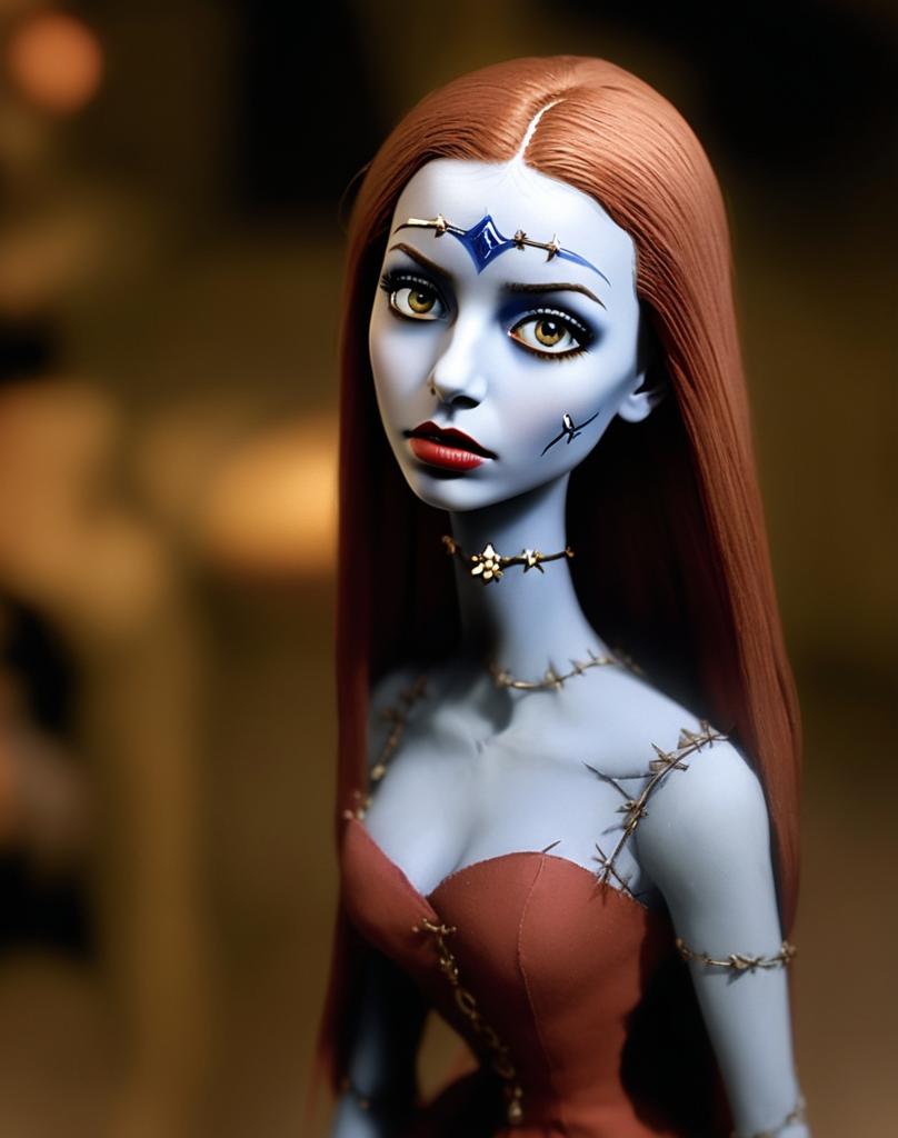 Stylized woman with blue skin and golden eyes in gothic attire Stylized woman with blue skin and golden eyes in gothic attire