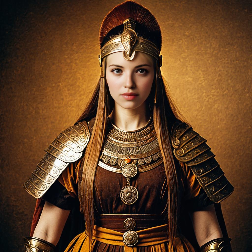 Young Woman in Realistic Ancient Roman Warrior Armor