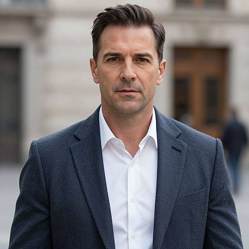 Professional Man in Navy Blazer Outdoor Portrait