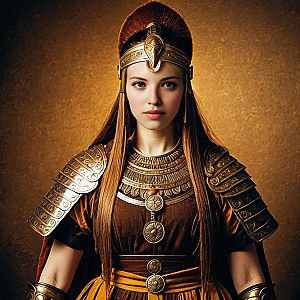 Young Woman in Realistic Ancient Roman Warrior Armor