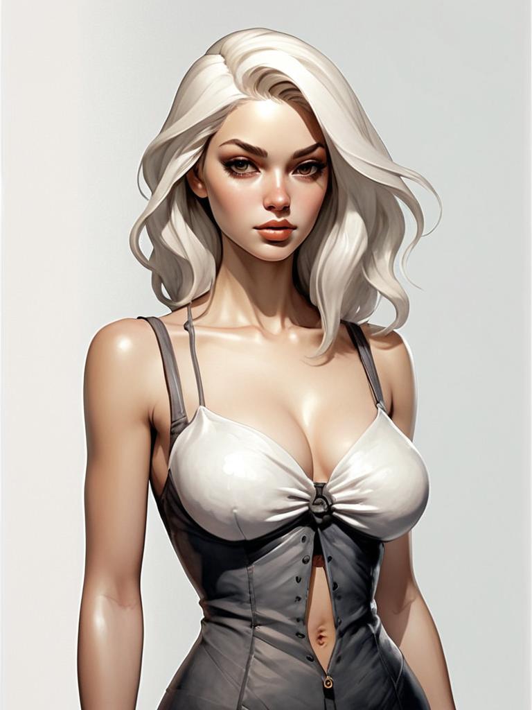 Stylish Blonde Woman in Corset Top Digital Illustration