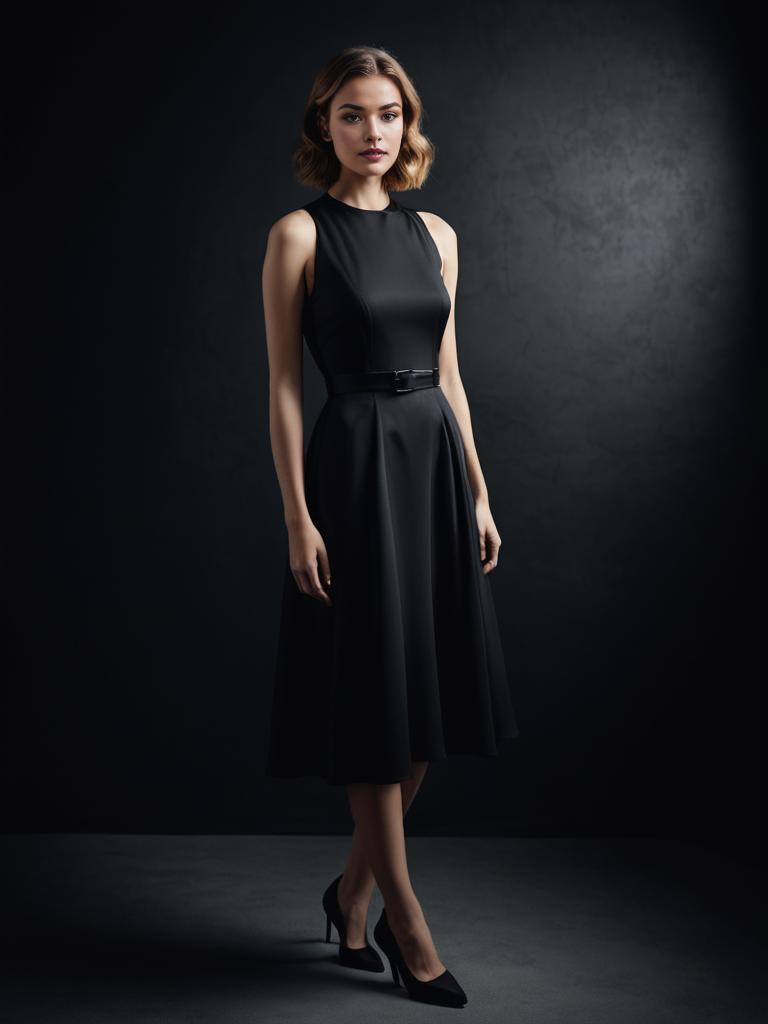 Elegant Woman in Black Dress